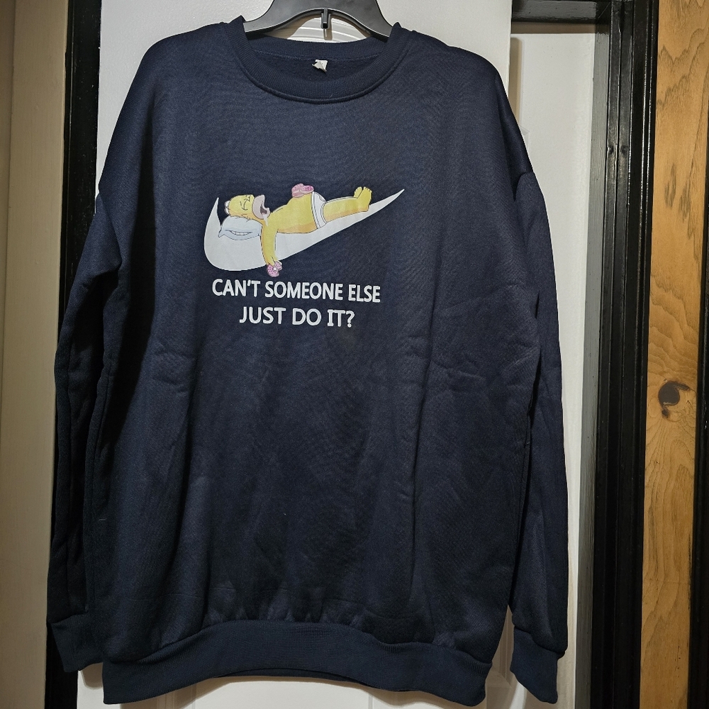 Shein Men's Navy Blue Graphic Sweater W Funny Meme Graphics Size XL